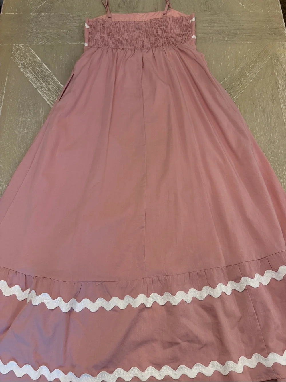 Women’s Pink Maxi Skirt with White Trim